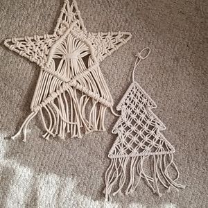 Vintage Macrame Holiday Star and Tree